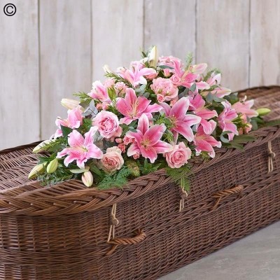 Pink Lily and Rose Casket Spray