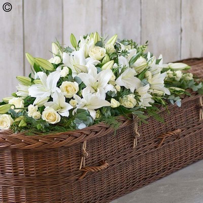 White Lily and Rose Casket Spray