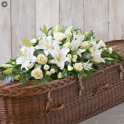 White Lily and Rose Casket Spray