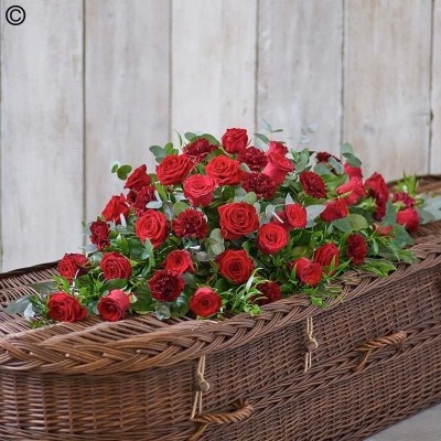 Red Rose and Carnation Casket Spray