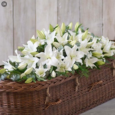 White Lily Casket Spray