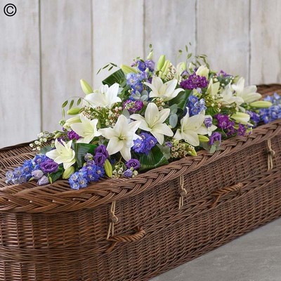 Blue and White Casket Spray